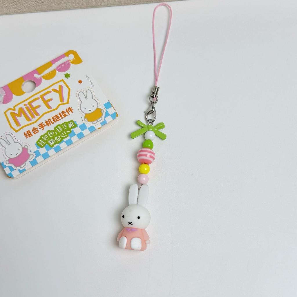 Kawaii Anime Miffy Keychain Cartoon Little Rabbit Bow Creative Keychain Bag Punk Style Bow Girl Gift