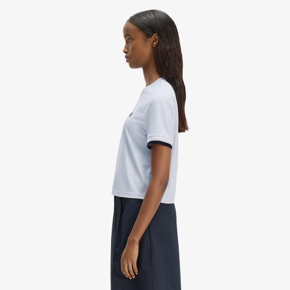 Fred Perry [Женская] Футболка с ярким воротником и манжетами - Пыльно-синий Afpf2612179-28A