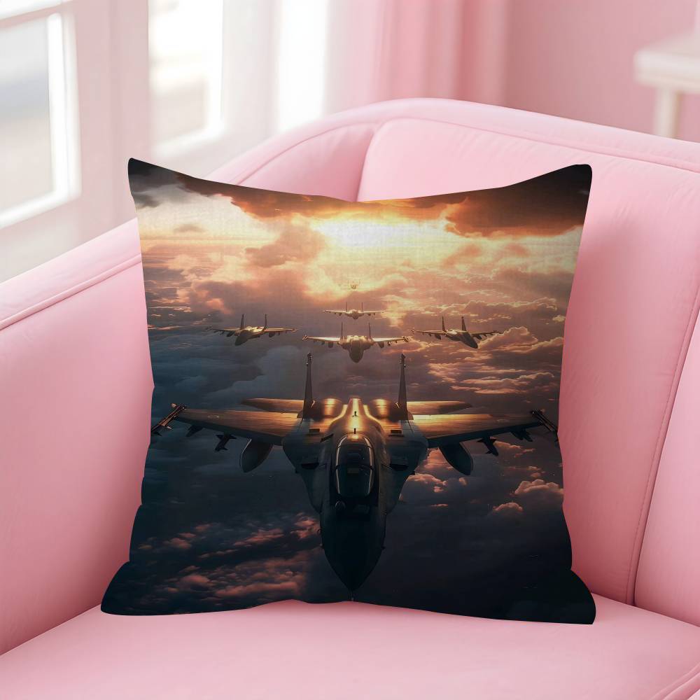 MMilitary Aircraft Fighter Enthusiasts Stitch Lucky Dragon Pillow Cover Sofa Cushion Cover Home Room Decoration Children Gift