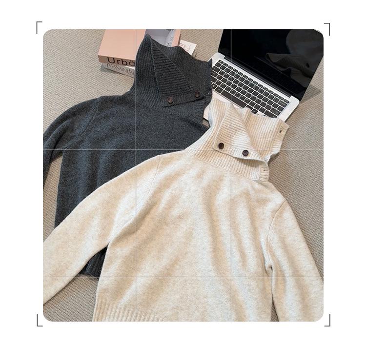 Women's Wool Turtleneck Knit Sweater, Long Sleeve, Autumn/Winter 2026, New Arrival
