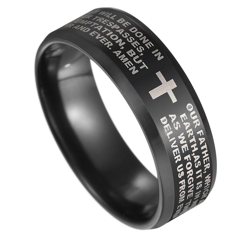 8 мм религиозный крест Иисус Писание христианский стих из Библии вдохновляющая вера кольца из нержавеющей стали для женщин мужчин ювелирные изделия подарки