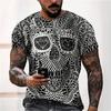 Summer Men's Fashion Casual O Neck Vintage T Shirt Clothing 3d Horror Skull Print T Shirt Harajuku Oversized Short Sleeve Top