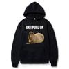 Funny Ok I Pull Up Capybara Print Hoodie Men's Fashion Casual Oversized Hooded Sweatshirts Gothic Pullovers Clothes for Teens