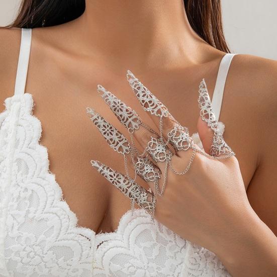 Браслет на палец в стиле готический призрак, браслет-кольцо в стиле панк-гвоздь, регулируемый коготь на палец, браслет варежки с готическим призраком