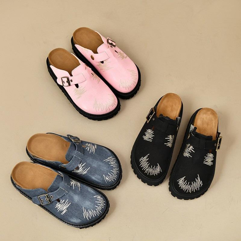 Fashion 2024 Fashion Women's Suede Mules Slippers Men Clogs Cork Insole Sandals with Arch Support Outdoor Beach Slides Home Shoes