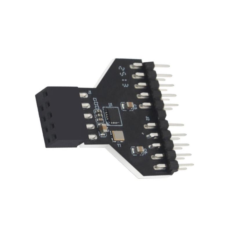 Разветвитель USB 2.0 на 2x 9-контактных разъема с защитой от помех для сборки ПК, для клавиатур, мыши