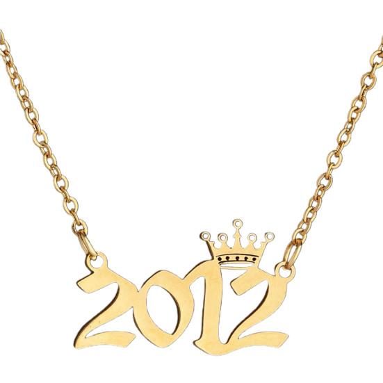 Year Necklace Lobster Clasp Smooth Surface Stainless Steel Chic Lobster Clasp Birth Year Necklace Charm Gift