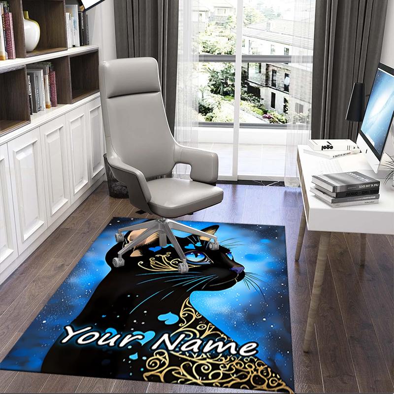 1PC Custom Name Blue Cat Dreamscape Theme Floor Mat Ideal for Living Room, Game Rooms, Office, Bedroom, Office Floor Mat , Floor Mats for Home