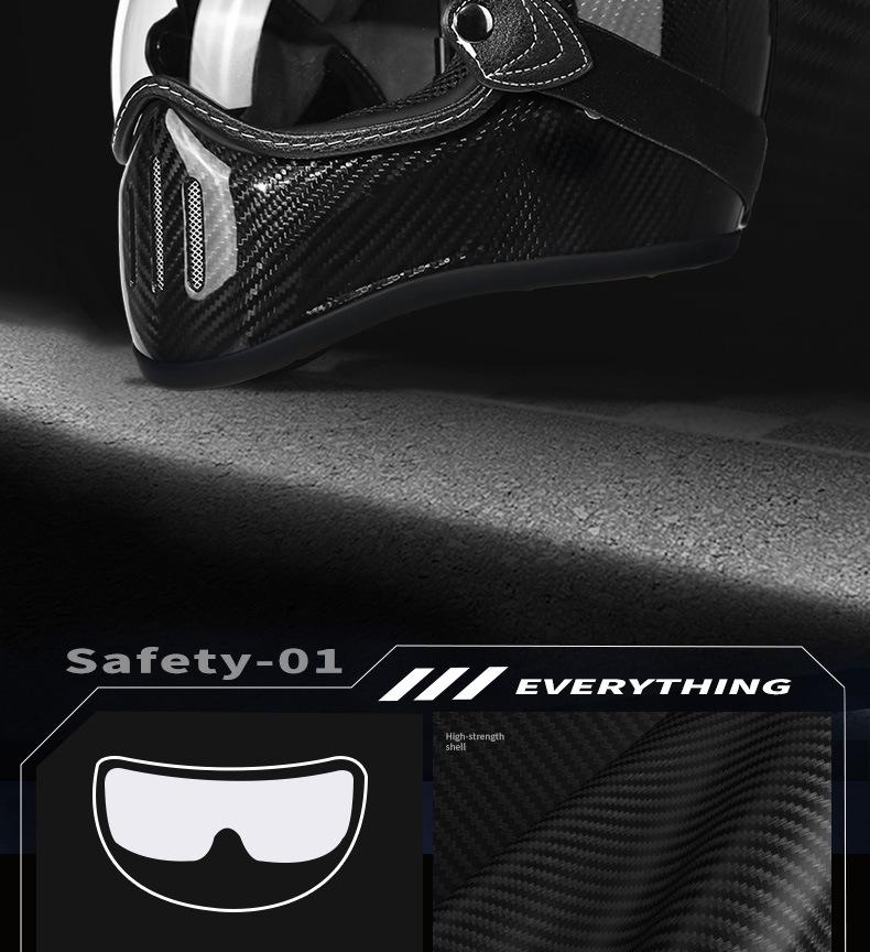 AD Ретро Мотошлем из Углеродного Волокна и Стекловолокна для Круизера, Скутера и Мопеда