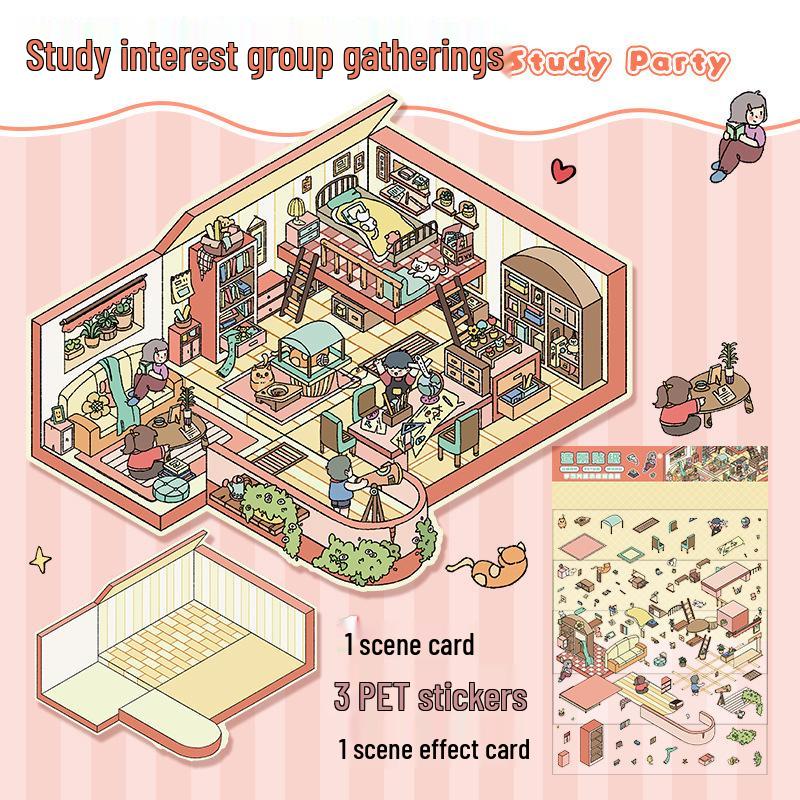 3D Наклейки для ландшафтного дизайна кабины: Большая корейская миниатюрная сцена для DIY, милый декор для хранения.