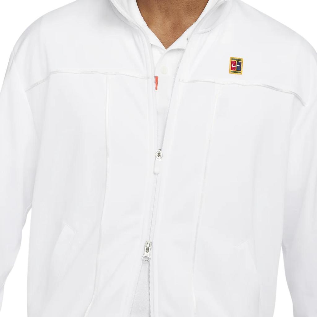 Nike Court Solid Color Stand Collar Zip-Up Casual Jacket Men Outerwear White DC2566-100