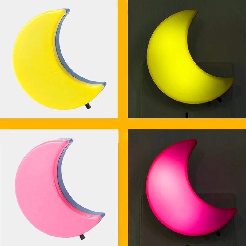 Moon Night Light Plug Into Wall Cute Baby Wall Nursery Lamp Intelligent Light Sensor LED Nightlight for Kids Bedroom Hallway