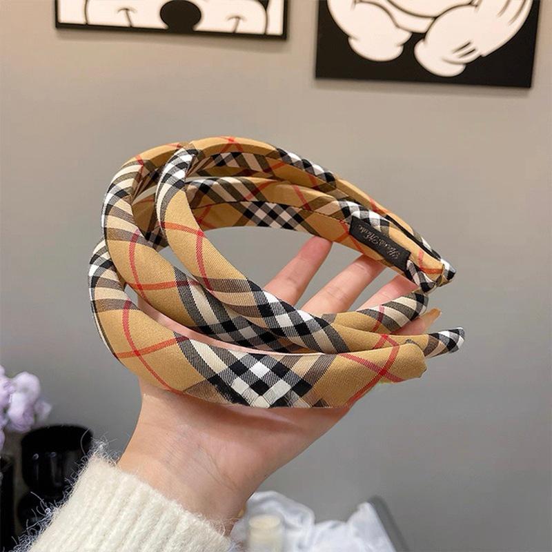 Классическая британская клетчатая повязка на голову с губкой: Ретро Преппи Высокая Тулья