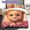 Lion and Rose Pattern Bedding Home Decoration Birthday Gift (1 * duvet cover + 2 * pillowcase, without core)