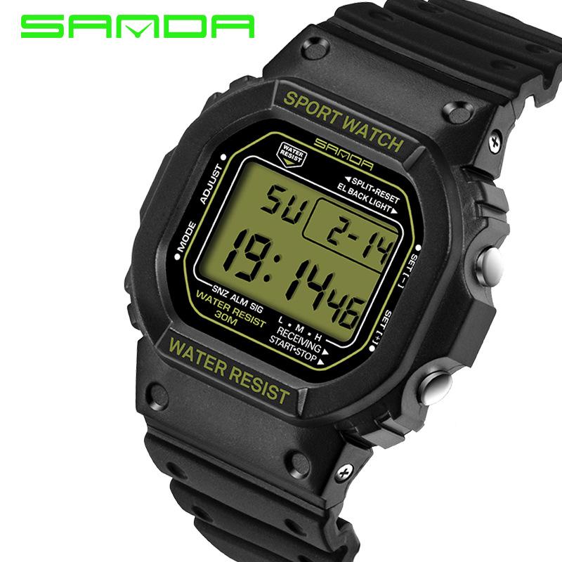 Sanda Multifunctional Waterproof Luminous Square Sport Watch - Fashionable Student Wristwatch