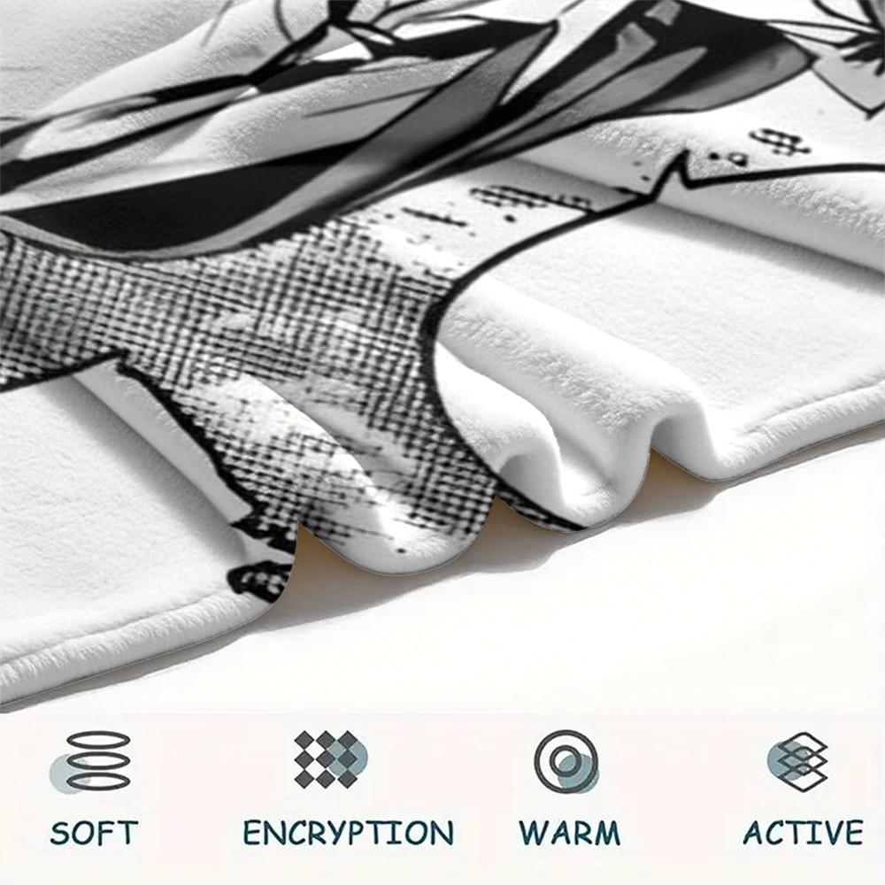 1PC Iruma kun Print Flannel Blanket, High quality Comfortable for All Seasons, Home Decor, Warmth and Comfort, Perfect for Christmas Gifts