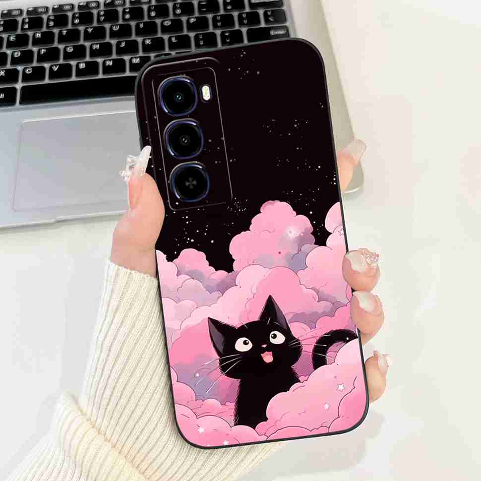For itel City 100 4G C671L Case Cute Cat Luxury Flower Soft Silicone Back Cover For ITEL City100 4G 6.75" Phone Cases Bumper