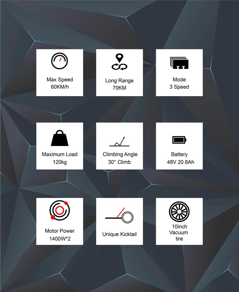 DT10 DriveTron Foldable Adult Electric Scooter, 50km/h Electric Kick Scooter, 1000W Skateboards, 48V 15.6Ah Kickboard E-Scooter