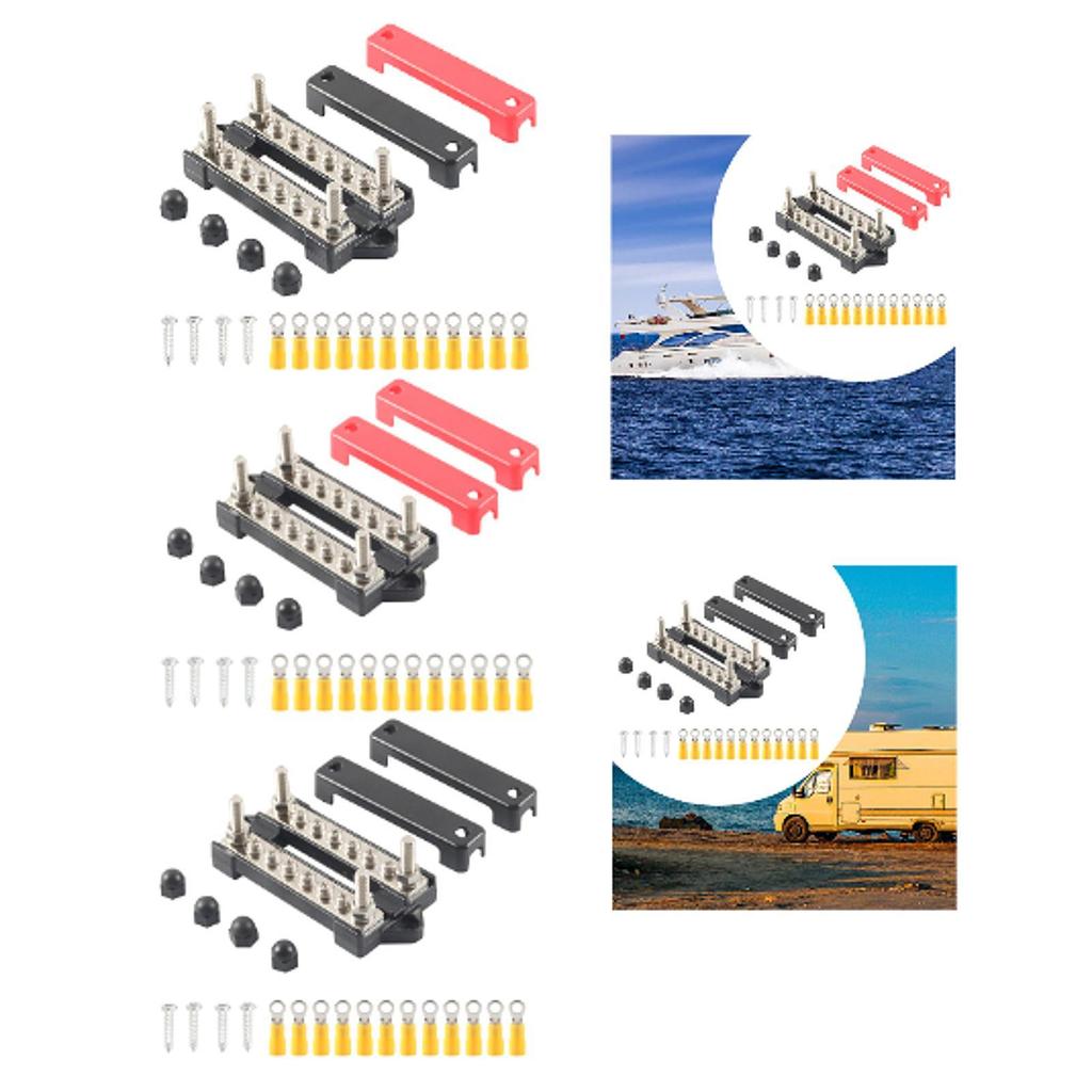 Power Distribution Block 6 Way Negative/Positive Insulated Busbar 150A Battery