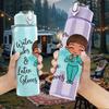 1PC Nurse Latin Quote Cartoon 750ml Color Plastic Sports Water Bottle Leakproof Flip Straw Lid Suitable for Sports Office Home Use
