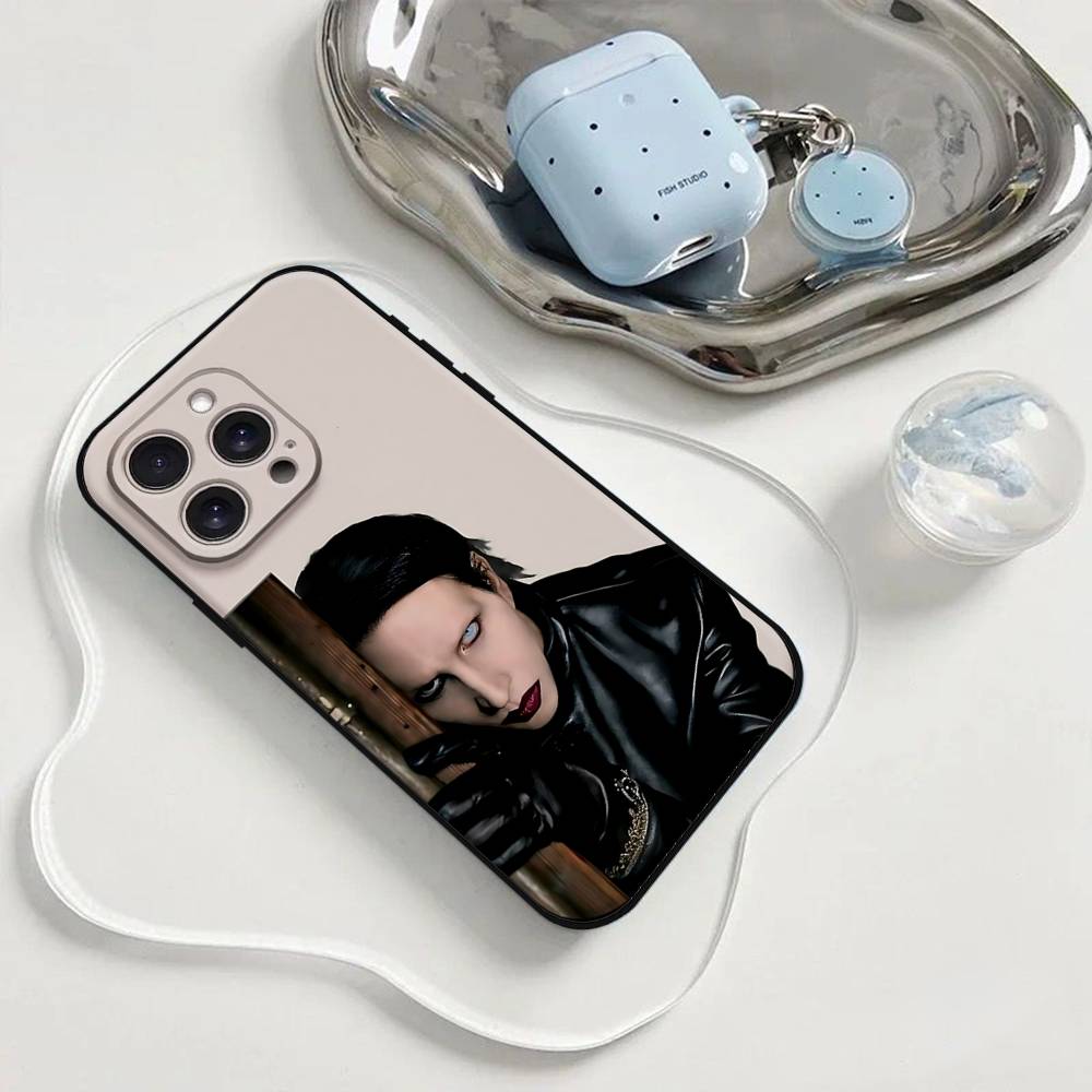 Чехол для телефона Singer M-Marilyn Manson Чехол для телефона Для iPhone 17 16 15 11 13 14 Pro Max X Xr Xs Max 12mini Черный Чехол