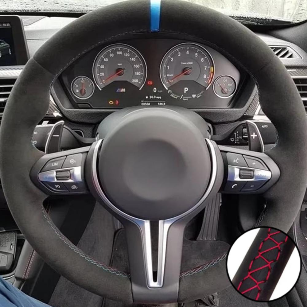 Hand Stitched Suede Leather M2 F80 M3 F82 M4 2 M5 F12 F13 M6 F85 X5 M F86 X6 M F33 F30 Steering Wheel Cover For BMW F87