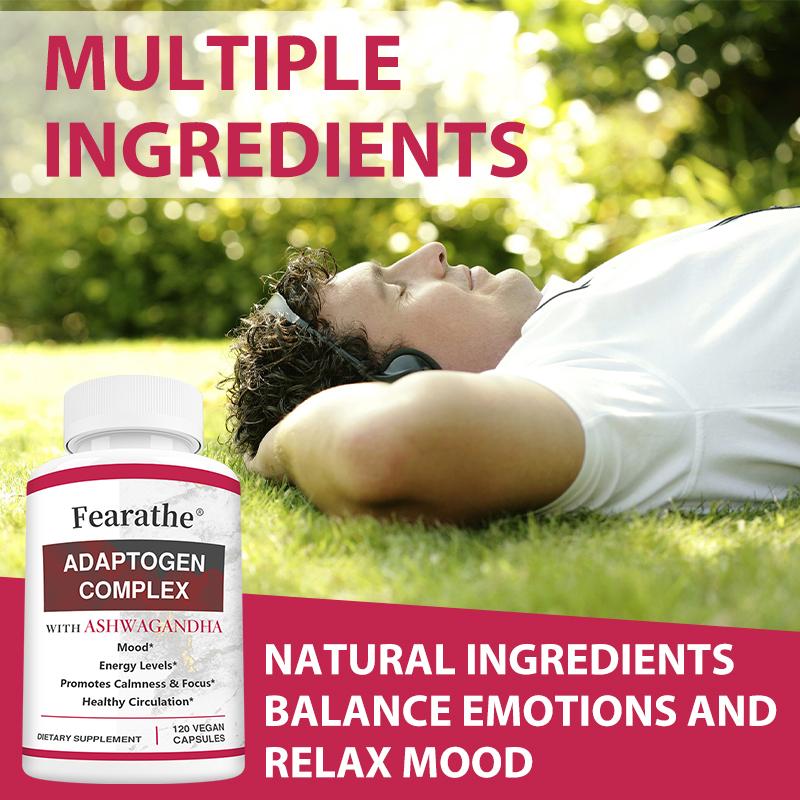 Adaptogen Complex Capsules with Rhodiola Extract, 120 Vegan Capsules, Herbal Botanical Supplement