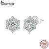 Женские серьги-гвоздики BAMOER из стерлингового серебра 925 пробы со снежинками и кубическим цирконием, подарок на годовщину, ювелирные украшения