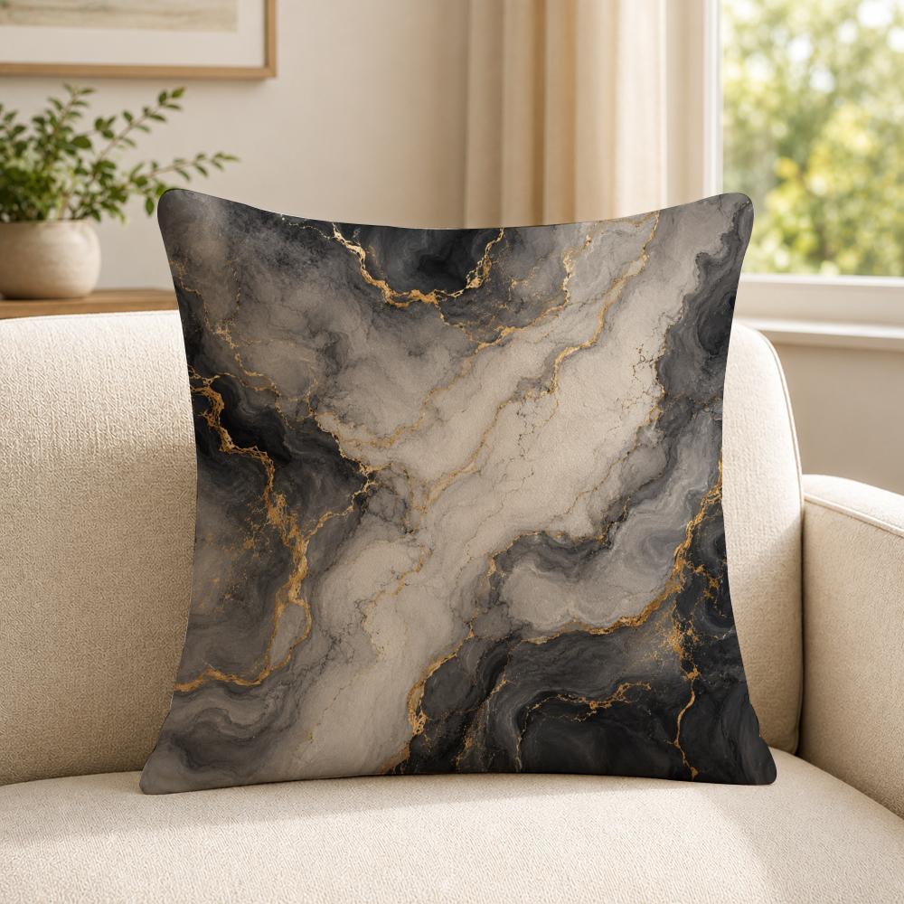 art abstract art with golden marble texture Cushion Cover Soft Short Plush SkinFriendly Cushion Case for MultiScene Use