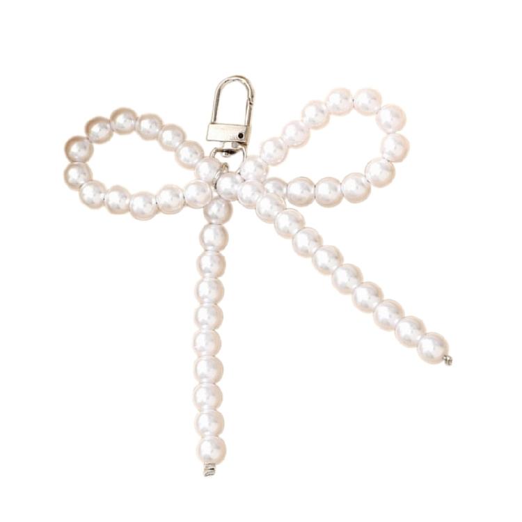 Fashion Pearls Beaded Bowknot Keychain Pendant Decoration Bag Backpack Charm