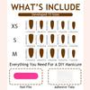 Press On Nails Medium Almond Fake Nails with Designs Reusable False Nails Press Ons Glossy Full Cover Acrylic Glue On Nails Stick On Nail for Women