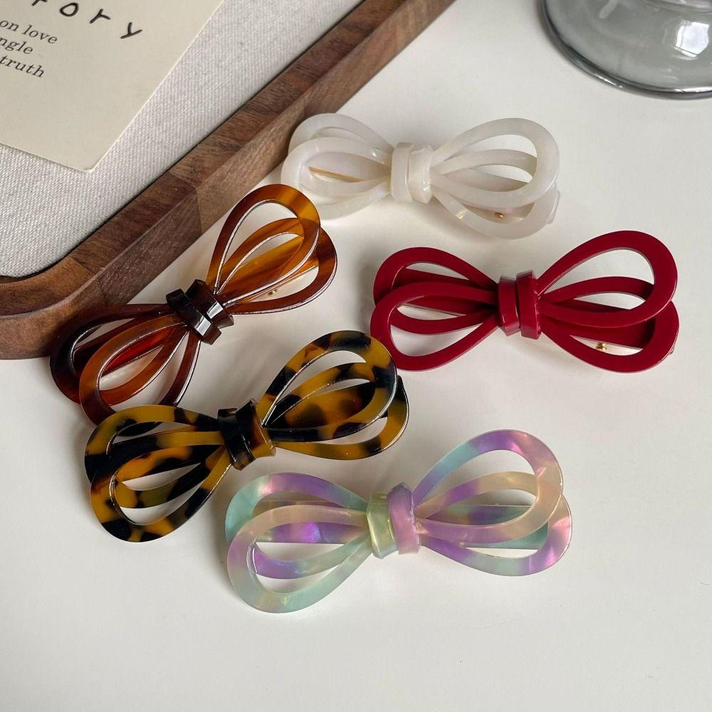 Korean Style Acetate Hair Clip Side Clip Bowknot Barrettes Elegant Bow Hairpin  Daily