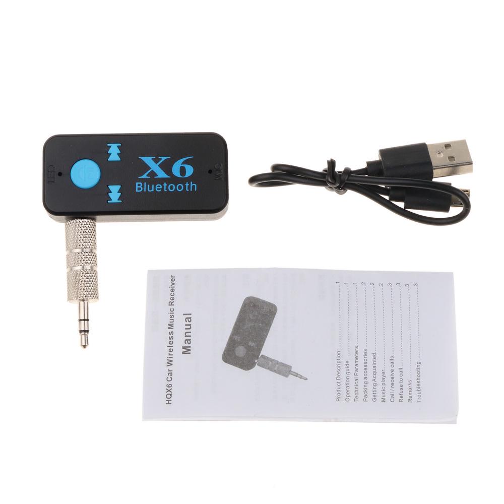 X6 A2DP EDR Handfree Car Kit Bluetooth 4.1 Receiver 3.5mm AUX Car Stereo Audio Music with Microphone Wireless Adapter TF