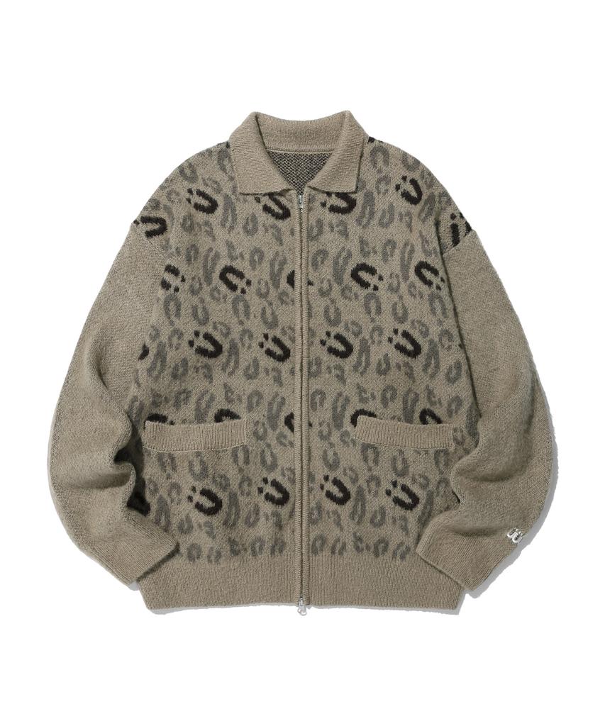 ISTKUNST U Leopard Pattern Knit Zip Up_Brown(Ik2Cfmk690A)