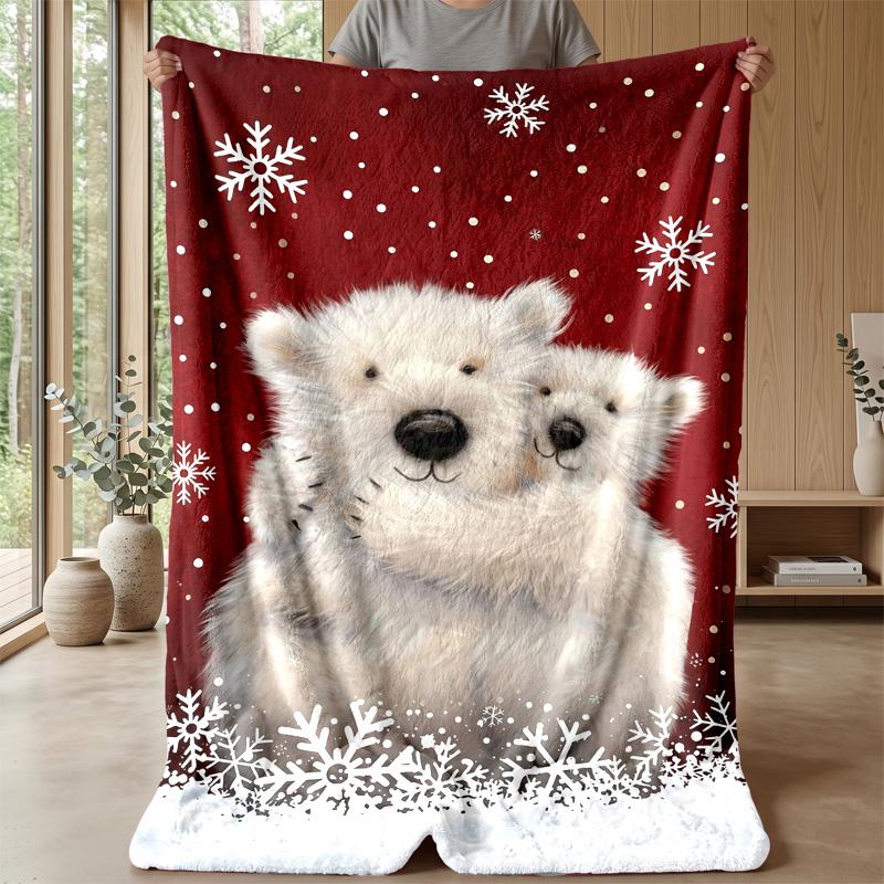 Polar Bears in Snow Theme blanket Lightweight Warm Flannel Blanket Decorative Throw Blanket for Home Decoration