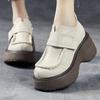 Fashion GKTINOO 2025 Spring New Heightening Loafers Genuine Leather Hook & Loop Pumps Fashion Versatile Women's Platform Shoes
