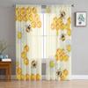 Bee Honey Chrysanthemum Flower Yellow Sheer Curtains for Living Room Decoration Window Curtains Kitchen Tulle Voile Curtains