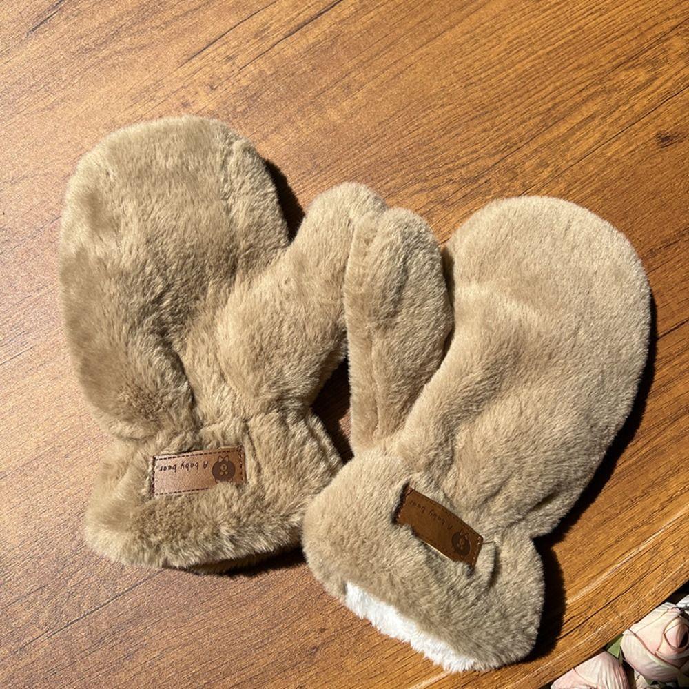 Velvet Winter Gloves Warm Letter Gloves New Plush Gloves  Women