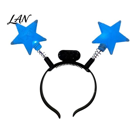 One-button Switch Hairband LED Star Headband with Spring, Light Up Wobble Hair Hoop Shape for Party Concert, Glowing Festival Prop Kids Adults,