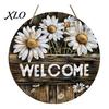 Spring Home Decoration Wooden Daisy Welcome Sign for Front Door, Rustic Farmhouse Hanging Wall Decor Door Hanger with Hemp Rope, Wood Plaque Entrance