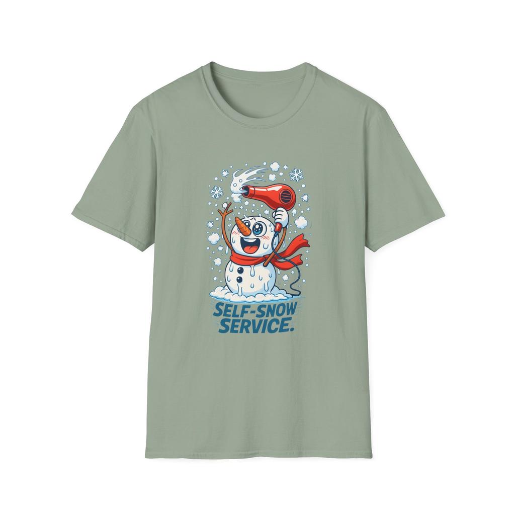 Unisex Softstyle T-Shirt Retro Anime Snowman Dryer Melting Snow Funny Holiday