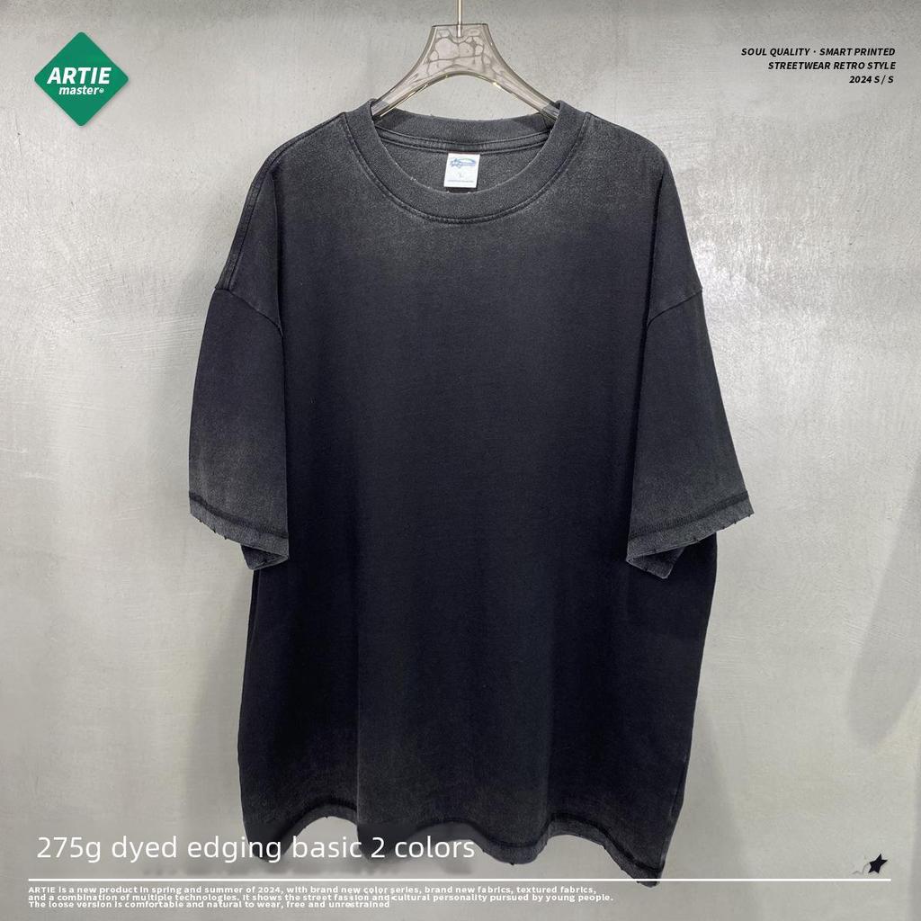 Мужская ретро-футболка ARTIE | Коллекция весна/лето 2024: 275 г Мытый, обжаренный, цветной, со старым краем