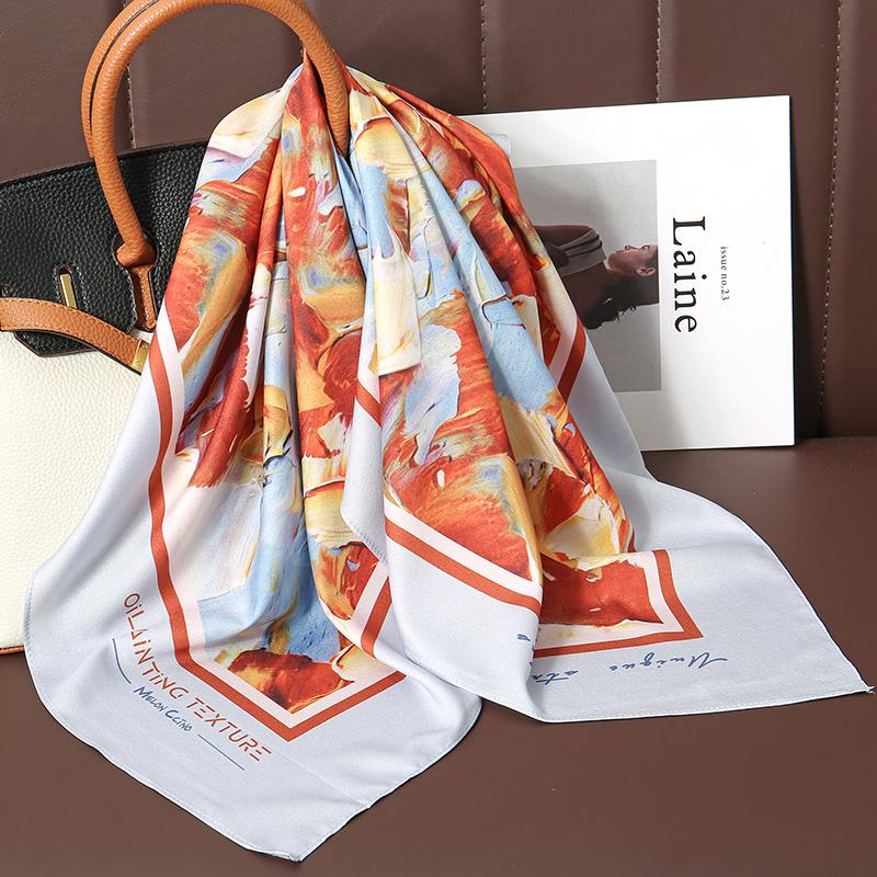 Luxury Brand Scarves for Women Shawl Print Silk Satin Hijab Scarf Female Bandana 70*70cm Square Shawls Scarfs For Ladies