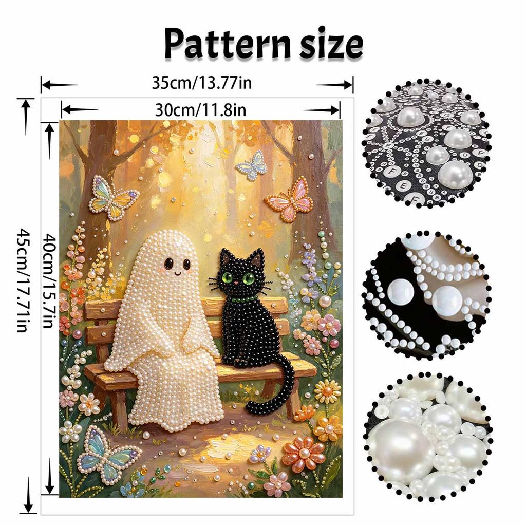 Halloween ghost black cat pearl painting art kit handmade diy home decorations