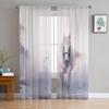 Animal Horse Snow Scene Tulle Voile Curtains For Bedroom Space Space Window Curtain For Living Room Sheer Drapes Shades Organza Drapes Decor