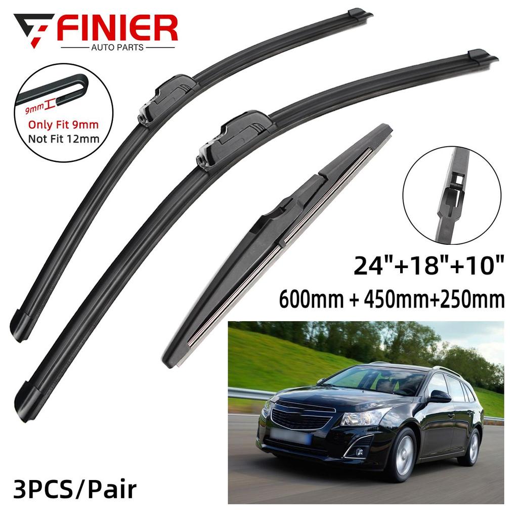 3 шт. щетки стеклоочистителя для Chevrolet Cruze Estate Wagon J300 2012-2015 24 "18" 10 "подходят для переднего лобового стекла, щетки для окон, резак, аксессуары