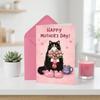 Cats Holding Pink Tulips Mother's Day Greeting Card Blessing Message Whimsical Card  Wedding Decor