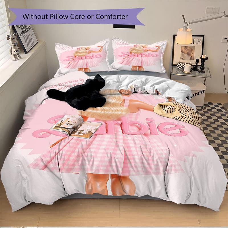 3Pcs Pink Barbie Movie Star Bedding Sets For All Sizes New 3D Printed Bed Cover Comforter Duvet Cover Pillowcase Bedroom Decoration