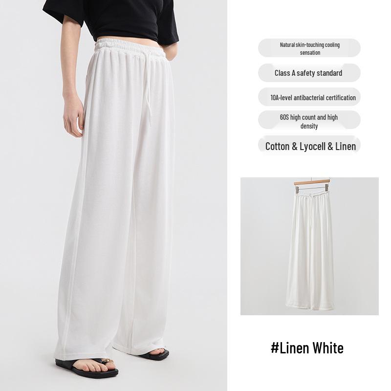 Yulu Women's Linen Straight-Leg Summer Pants - Loose, Breathable, Slimming, Versatile, and Casual Long Pants