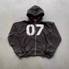 Streetwear Y2K Casual Zipper Cardigan Fashion Digital Print Hooded